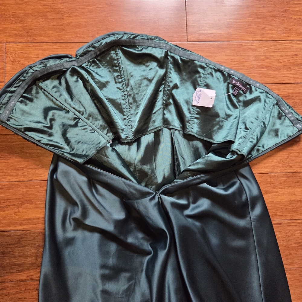 Elegant Forest Green Jewel Toned Satin Strapless Chateau Dress XS - Picture 16 of 16